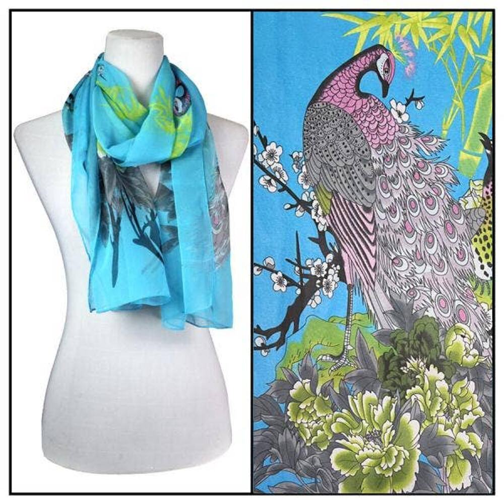 Peacock Turquoise Silky Dress Scarf